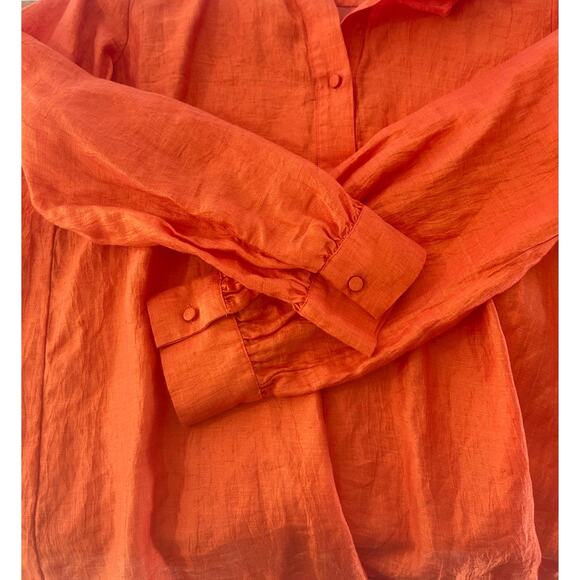 MIRTO 1956 Linen Blend Orange Blouse - Picture 7 of 11